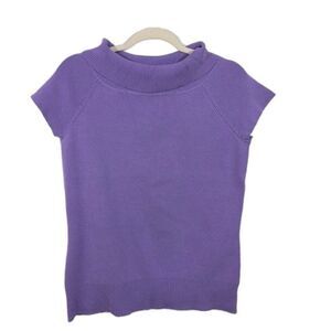 Winter Silks Sweater Top Medium Purple Short Sleeves NWOT